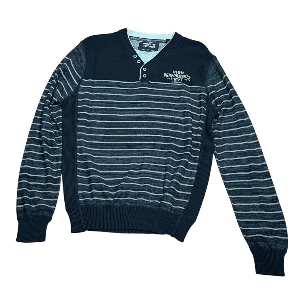 Private Member Sweater Mens Medium Striped Pullover Long Sleeve High Performance